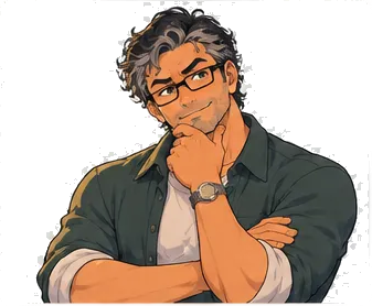 Uncle thinking, hand on his chin